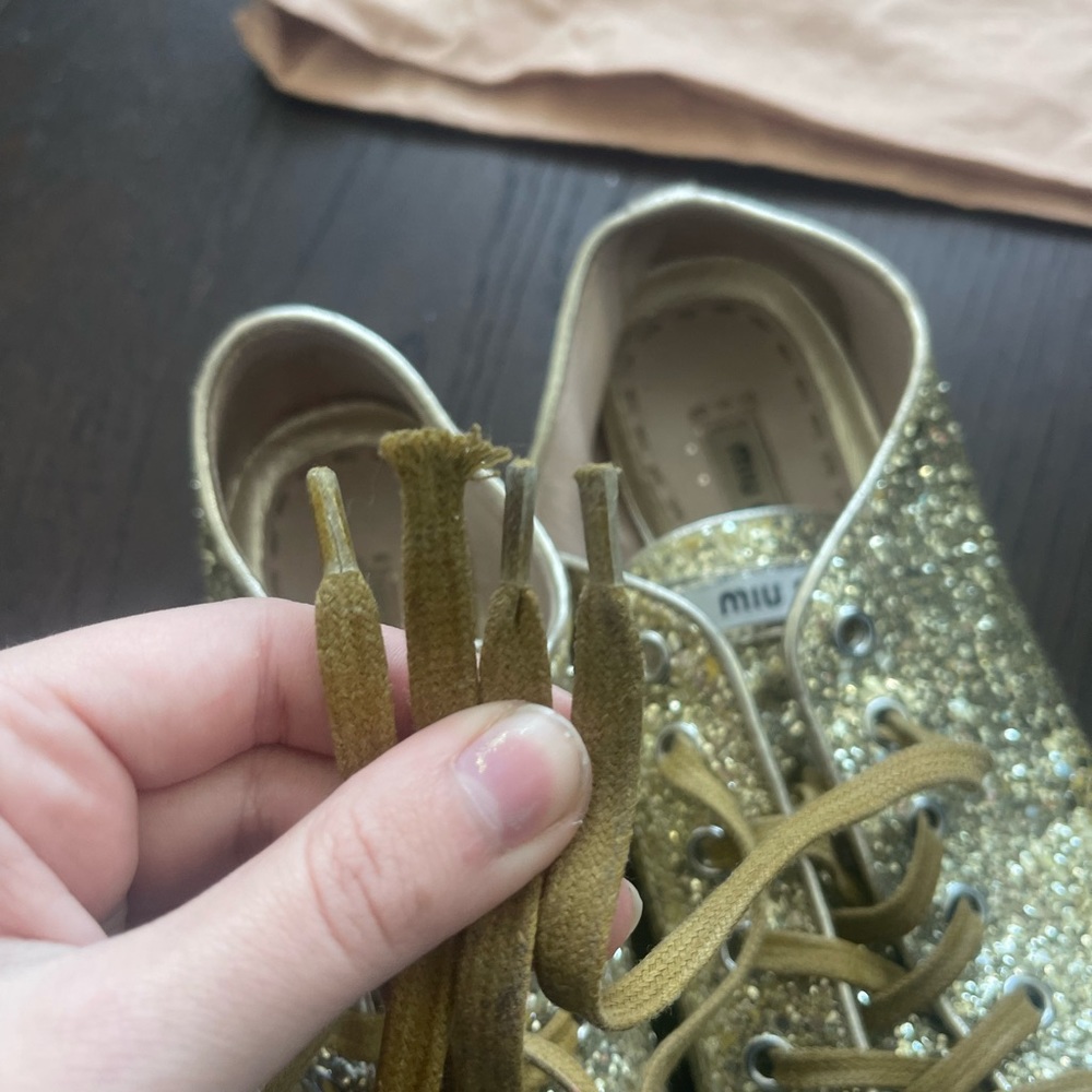 Miu Miu by Prada gold and silver sneakers size 37 EU us womens 7 good condition - Picture 6 of 8